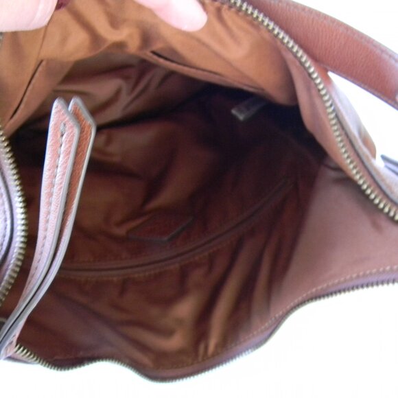 Fossil Tallula Hobo Shoulder Bag Crossbody Brown Leather Turnlock Bucket Purse - Picture 8 of 9